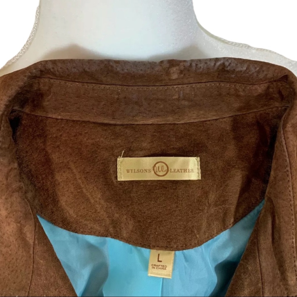 Wilson Suede Leather Brown Tailored Coat Large - Picture 9 of 10